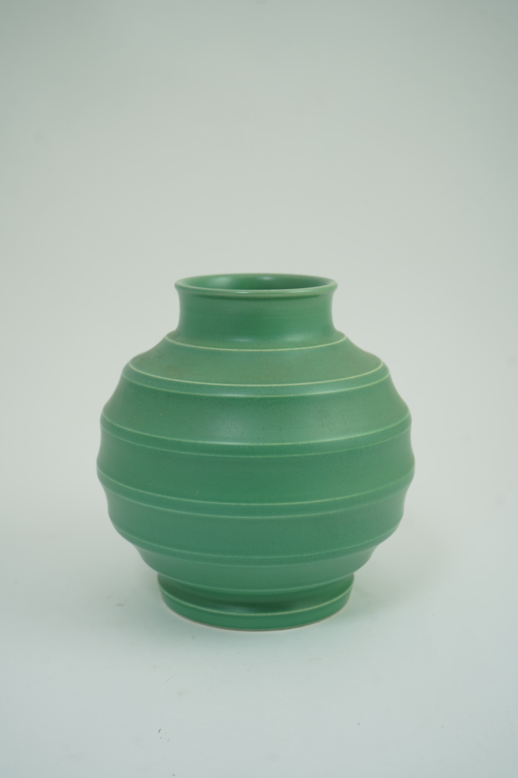 Keith Murray for Wedgwood, globular vase in green, 19cm high